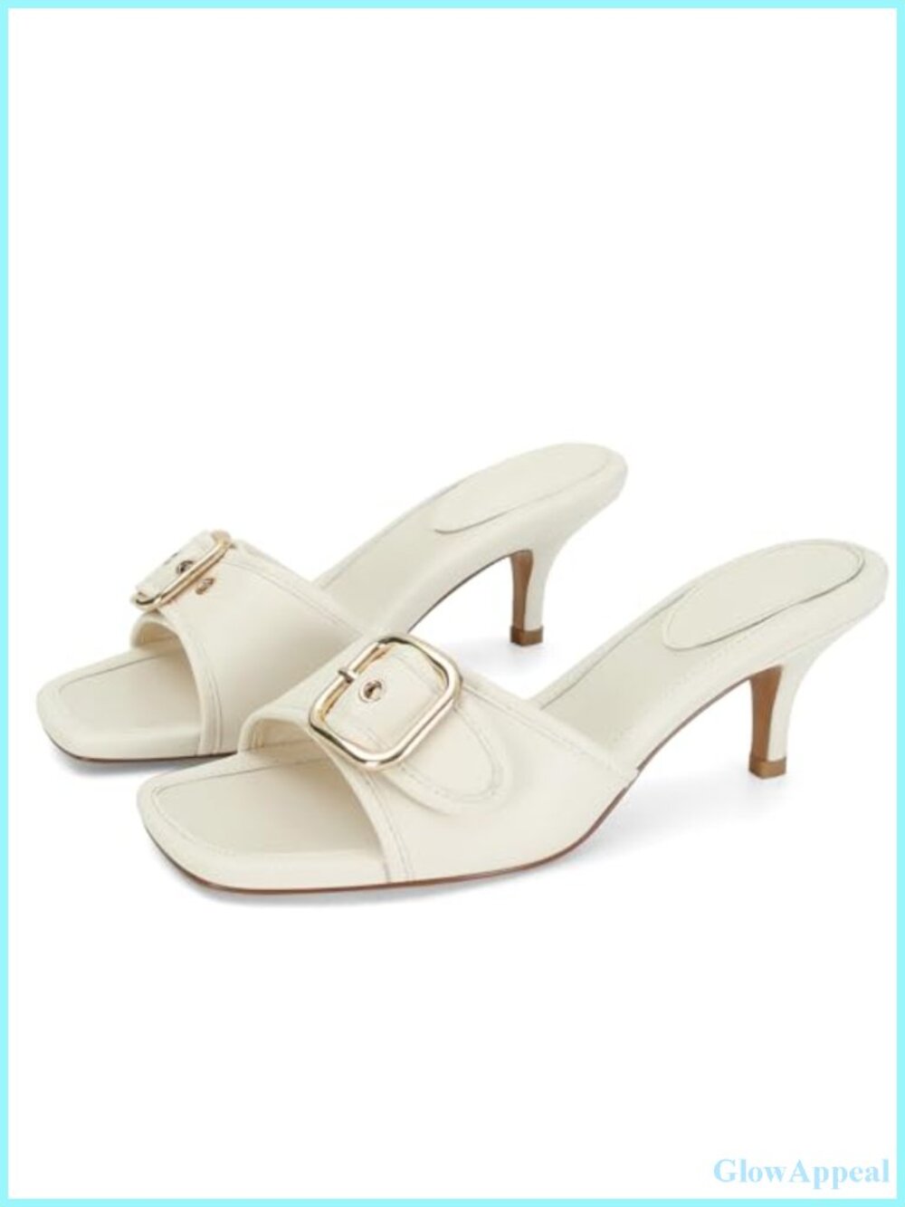 Women's Faux Leather Kitten Heel Mule Sandals